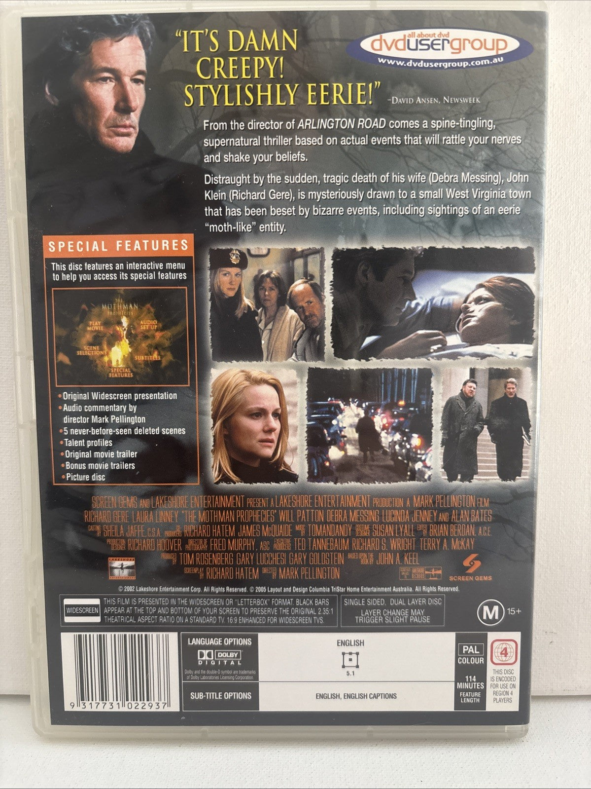 The Mothman Prophecies (DVD, 2002) Horror Region 4 DVD RetroExchange Australia