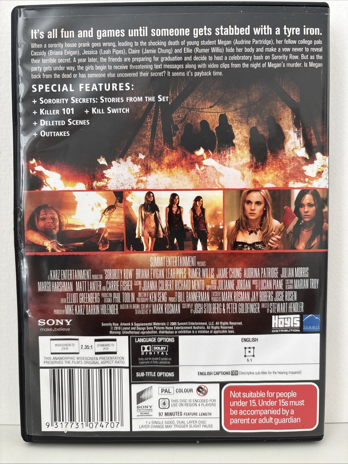 Sorority Row DVD 2009 Horror Region 4 Retro Exchange Australia