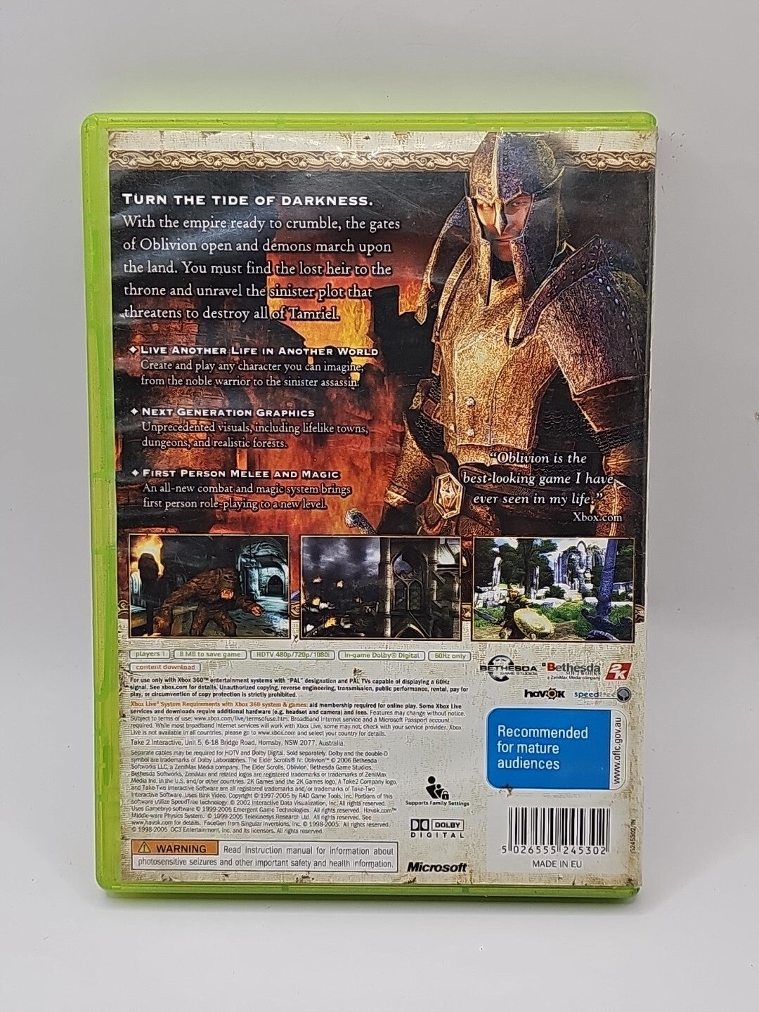 XBOX 360 - The Elder Scrolls IV: Oblivion - Fantasy RPG - 2006 Game Retro Exchange Australia