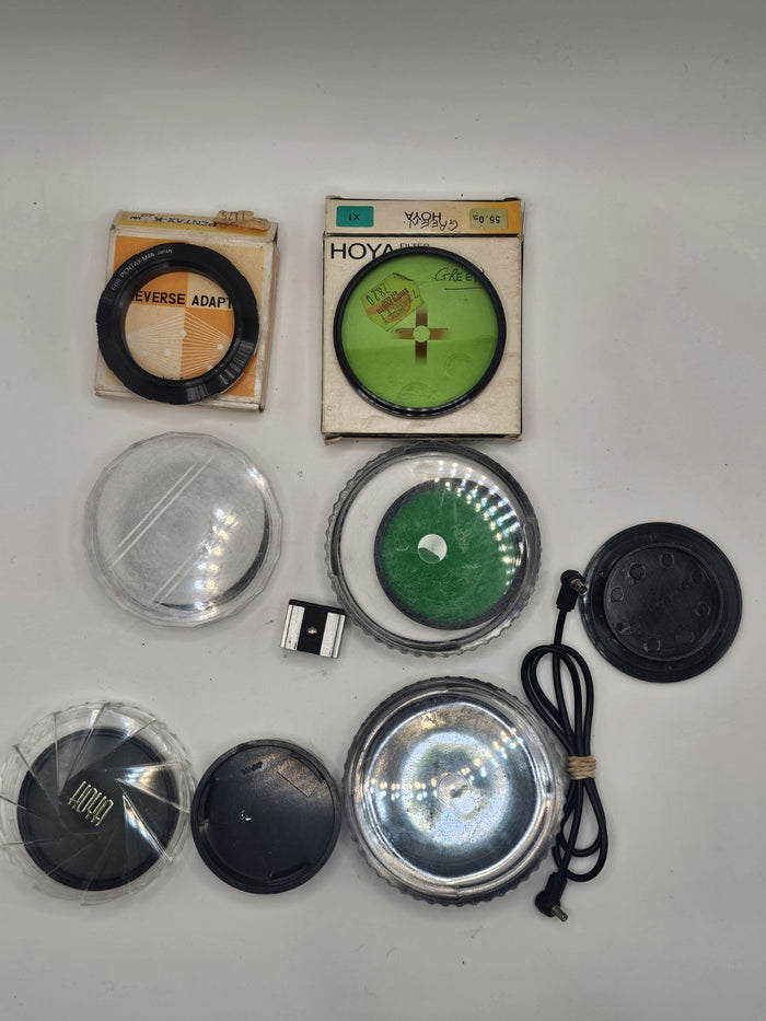 Vintage Camera Accessories Lot – Hoya Filters, Pentax Reverse Adapter & More | Retro Exchange