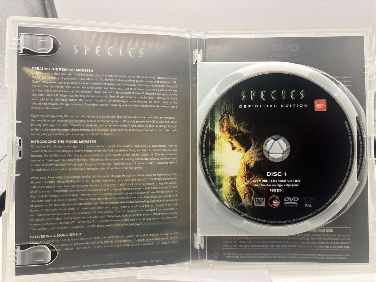 Species (Definitive Edition, DVD, 1995) Horror Region 4 DVD RetroExchange Australia