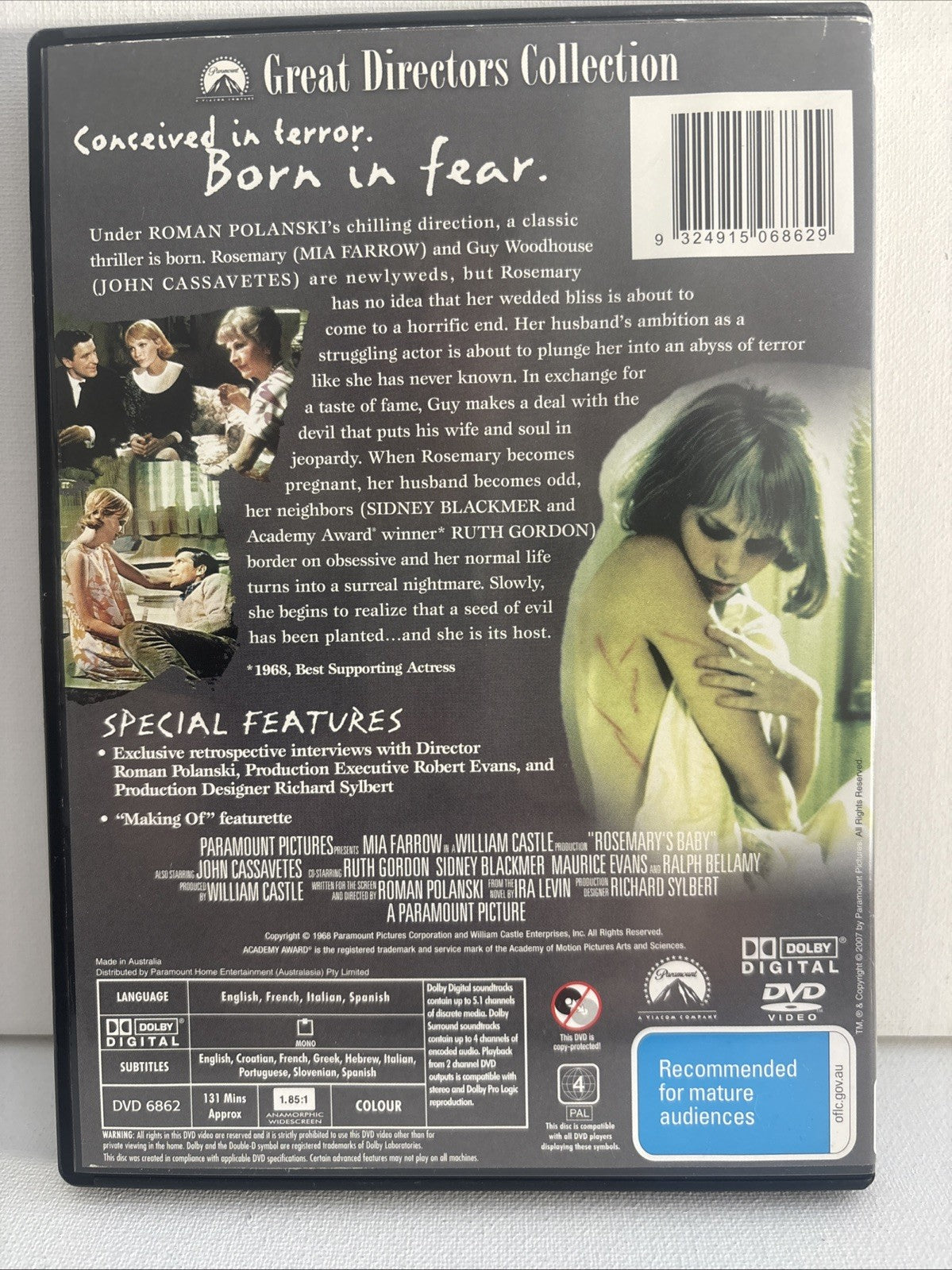 Rosemary's Baby (DVD, 1968) Great Directors Collection -Horror -Region 4 DVD RetroExchange Australia