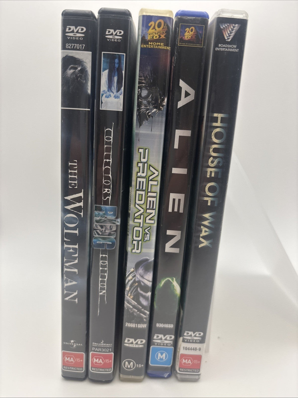 Horror DVD Bundle:The Wolfman, Alien, House Of Wax, The Ring, Alien Vs Predator DVD RetroExchange Australia