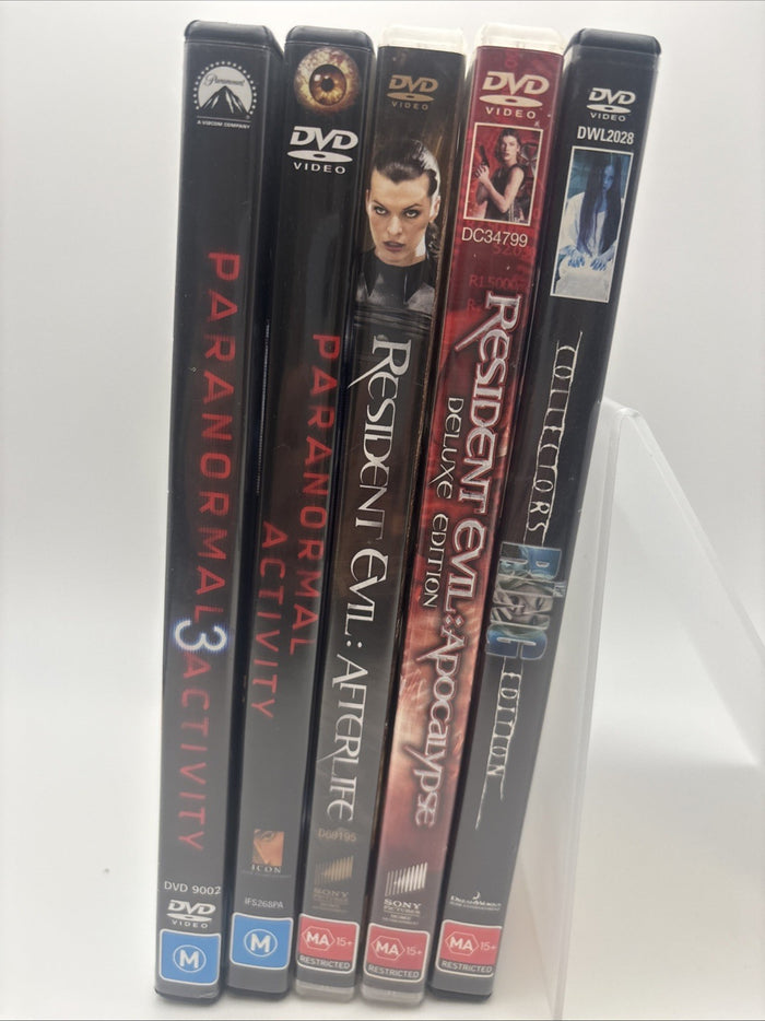 Horror DVD Bundle:ResidentEvil Afterlife & Apocalypse, Paranormal Activ 1&2,Ring | Retro Exchange