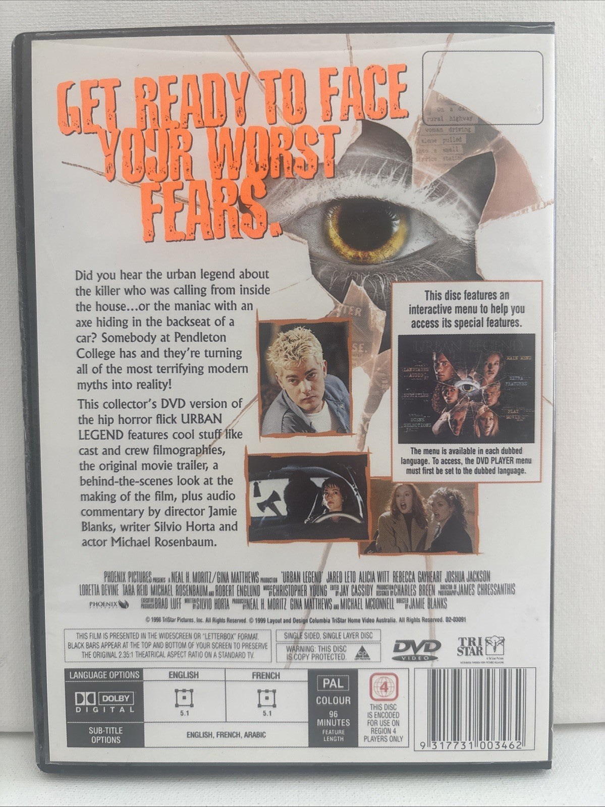 Urban Legend (DVD, 1998) Horror Region 4 DVD RetroExchange Australia