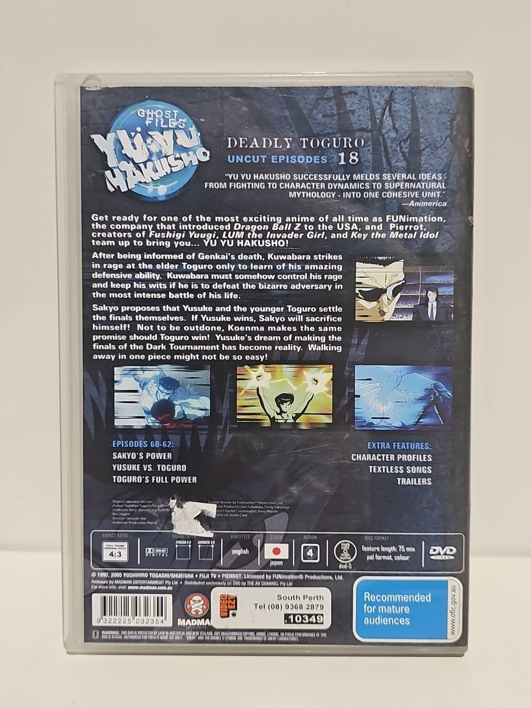 Yu Yu Hakusho-Deadly Toguro: Vol 18 (DVD, 1992) Ex Rental Retro Exchange Australia