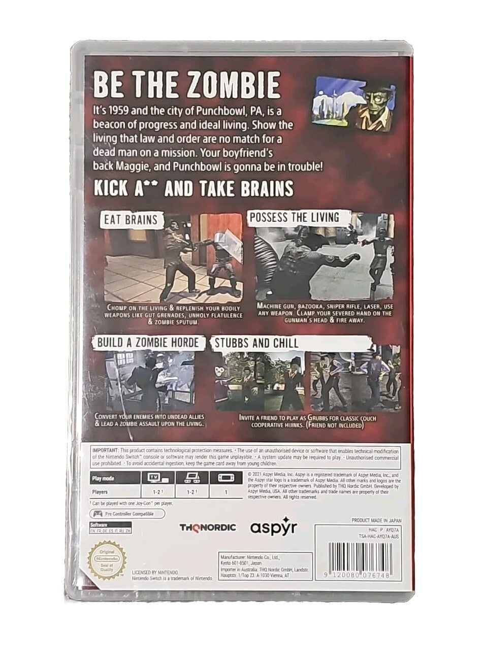 *NEW SEALED* Stubbs The Zombie: In Rebel Without a Pulse | Nintendo Switch Game Retro Exchange Australia