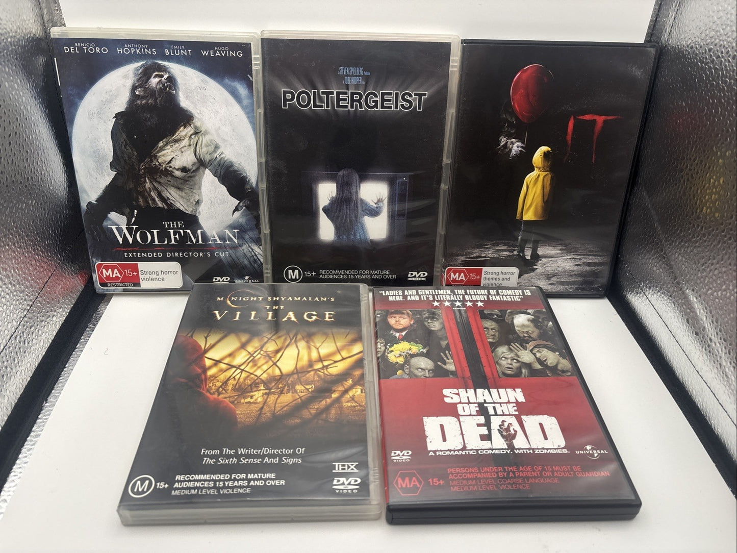 HorrorDVDBundle: The Wolfman, Poltergeist, It, The Village, Shaun Of The Dead DVD RetroExchange Australia