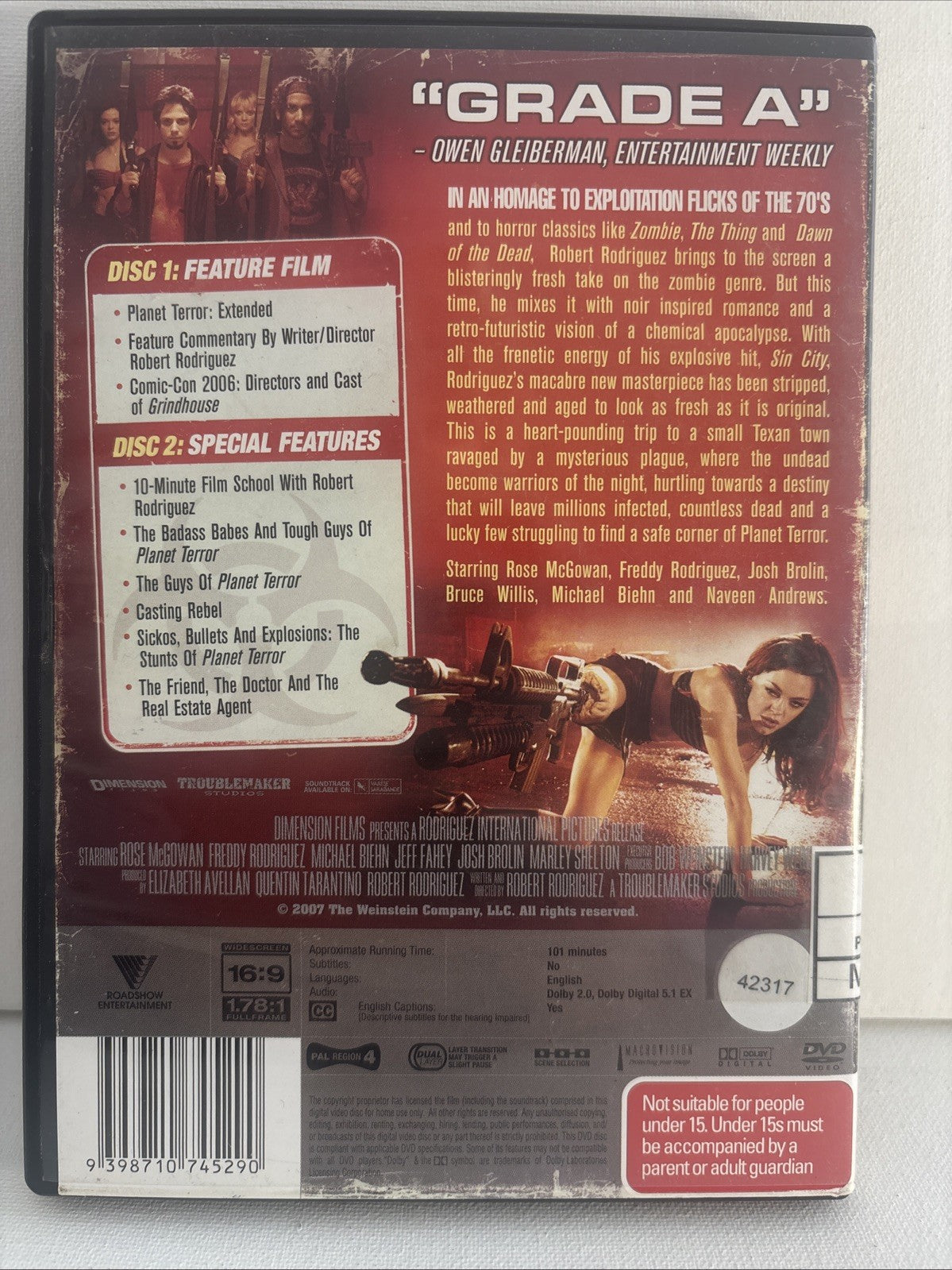 Planet Terror (DVD, 2007) Horror Ex Rental Region 4 DVD RetroExchange Australia