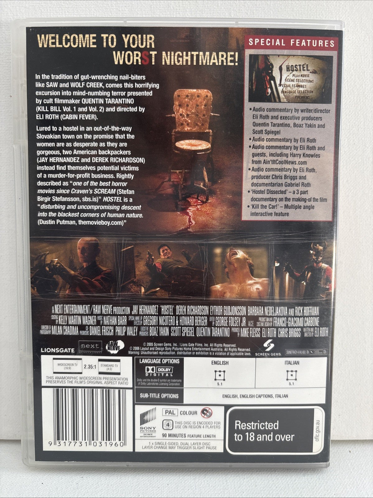 Hostel (DVD, 2005) Ex Rental Horror Region 4 DVD RetroExchange Australia