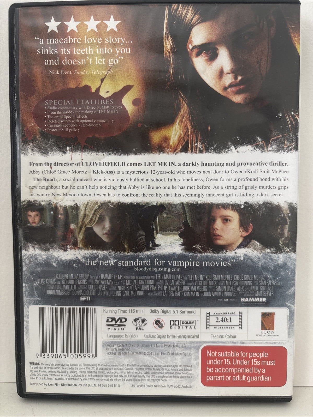 Let Me in- DVD Horror - Kodi Smit-McPhee Chloe Grace Moretz and Richard Jenkins Retro Exchange Australia