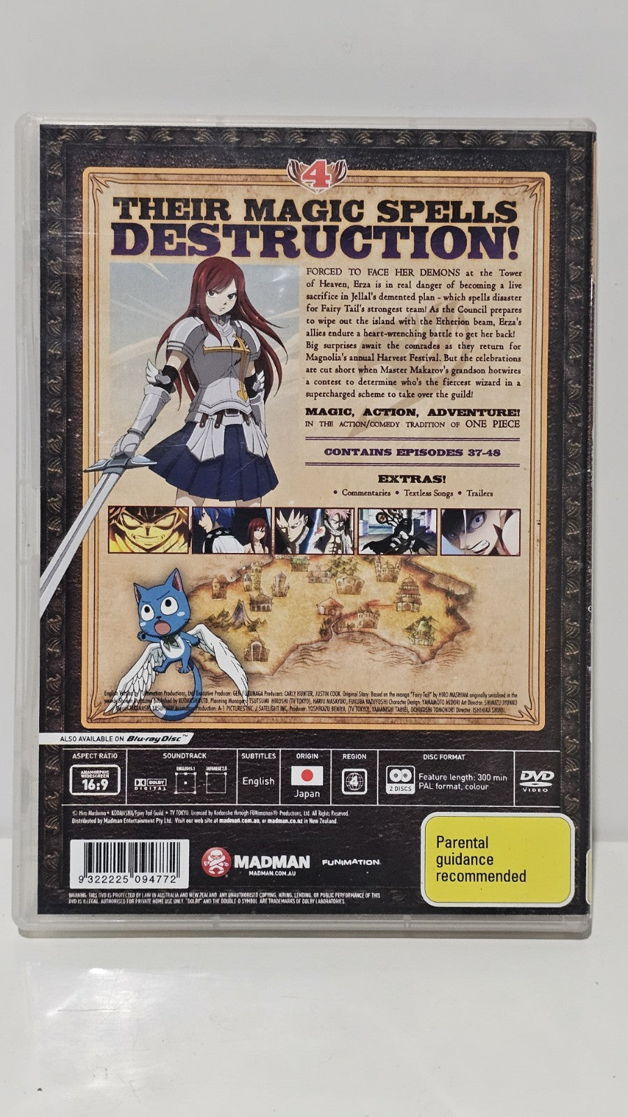 Fairy Tail Collection 4 DVD Region 4 PAL Episodes 37–48 Madman 2 Discs Dvd Box Set Retro Exchange Australia