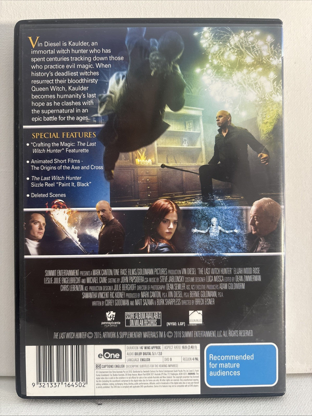 The Last Witch Hunter (DVD, 2015) Horror Region 4 DVD RetroExchange Australia