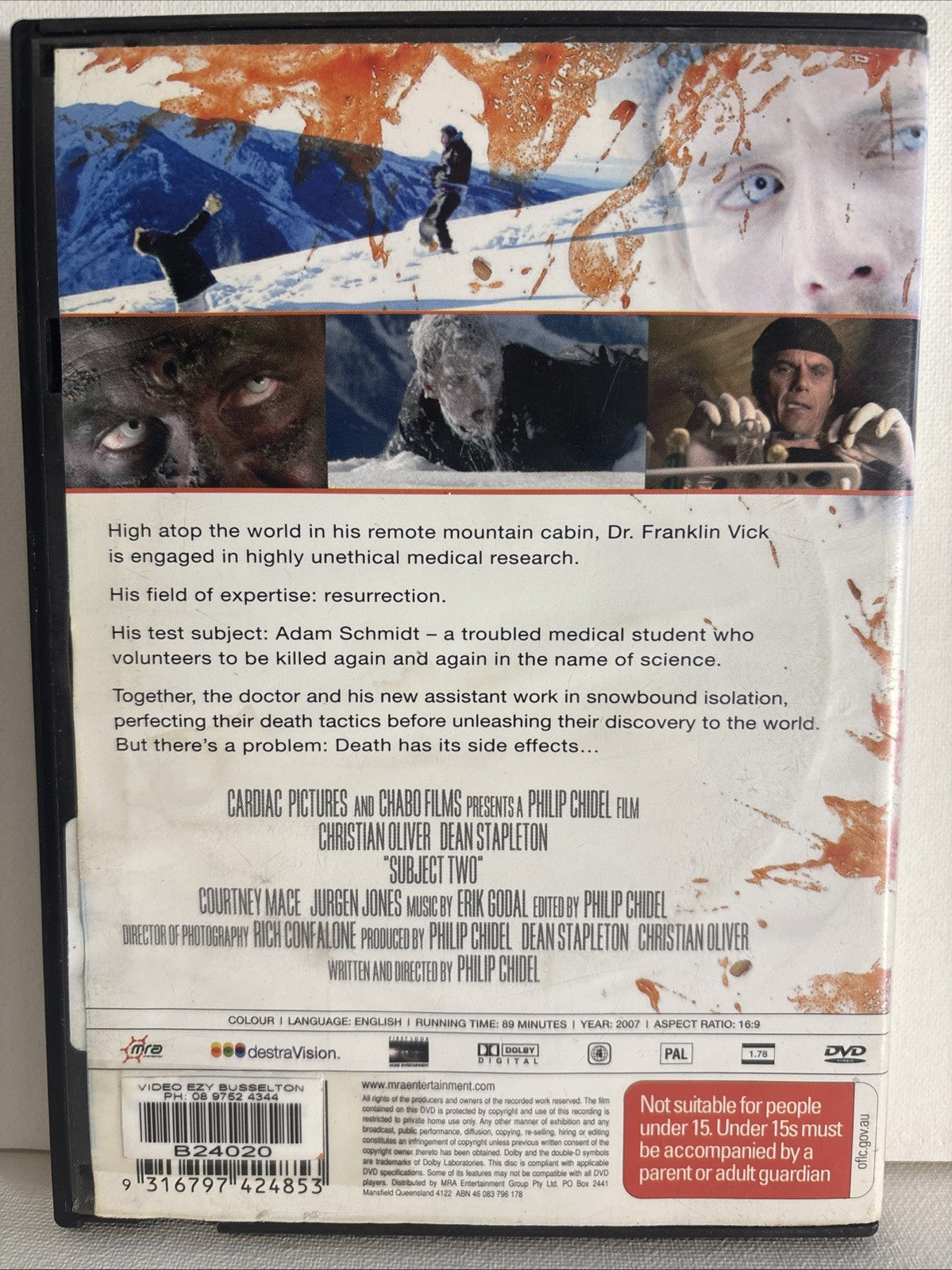 Subject Two DVD 2006- Region 4 (Death Has It’s Side Effects) Horror Retro Exchange Australia