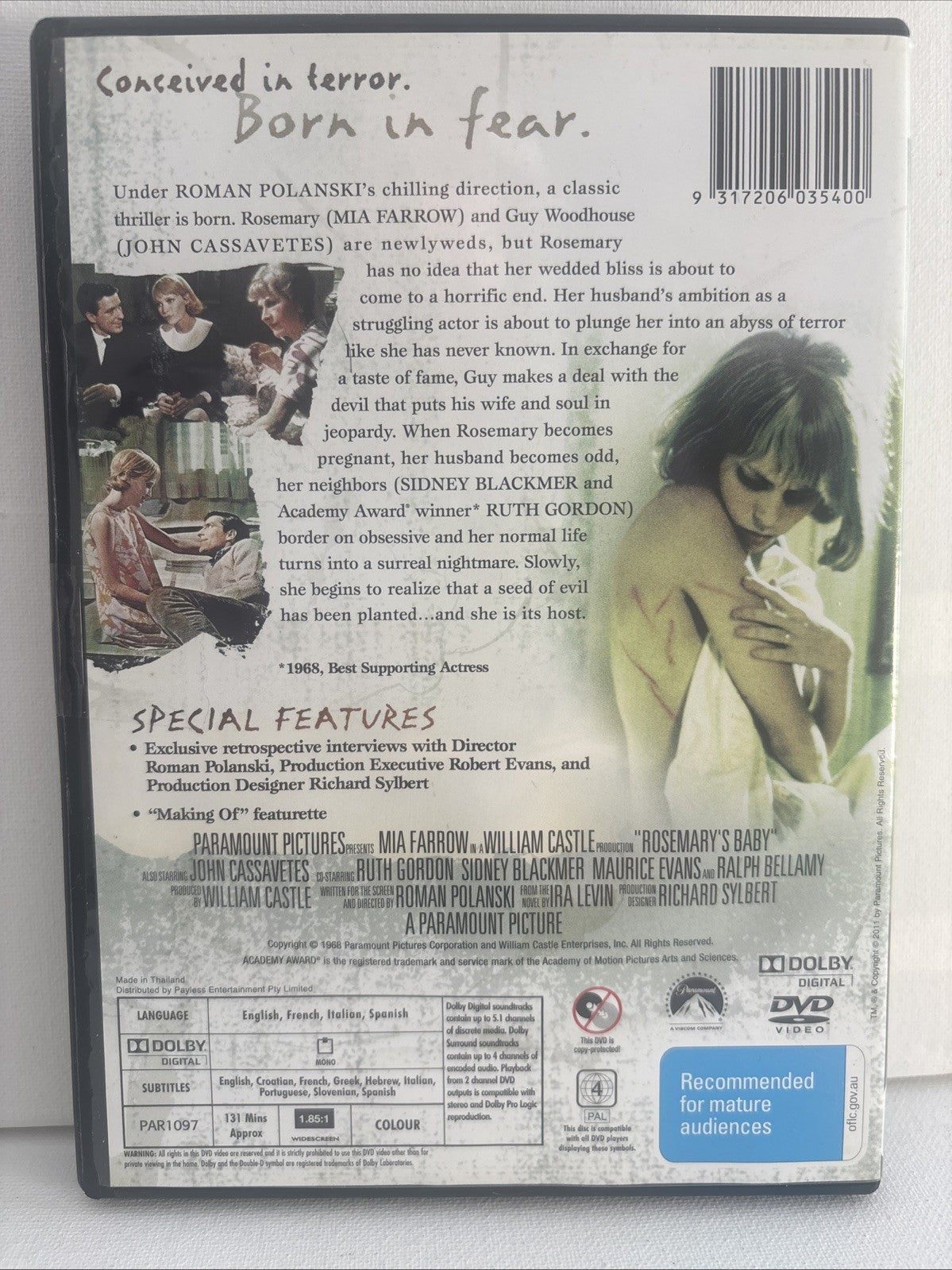 Rosemary's Baby (DVD, 1968) Horror Region 4 DVD RetroExchange Australia