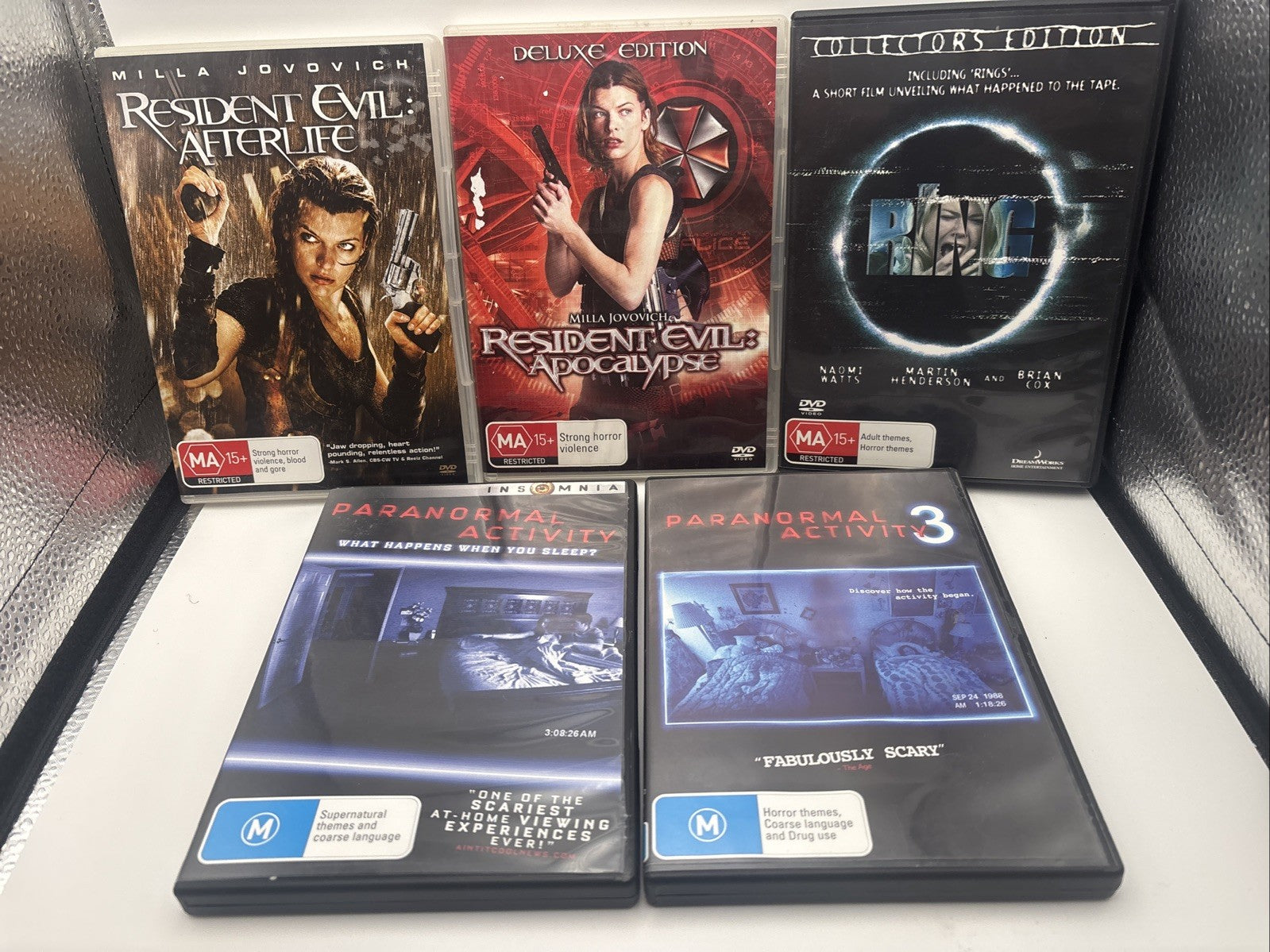 Horror DVD Bundle:ResidentEvil Afterlife & Apocalypse, Paranormal Activ 1&2,Ring DVD RetroExchange Australia