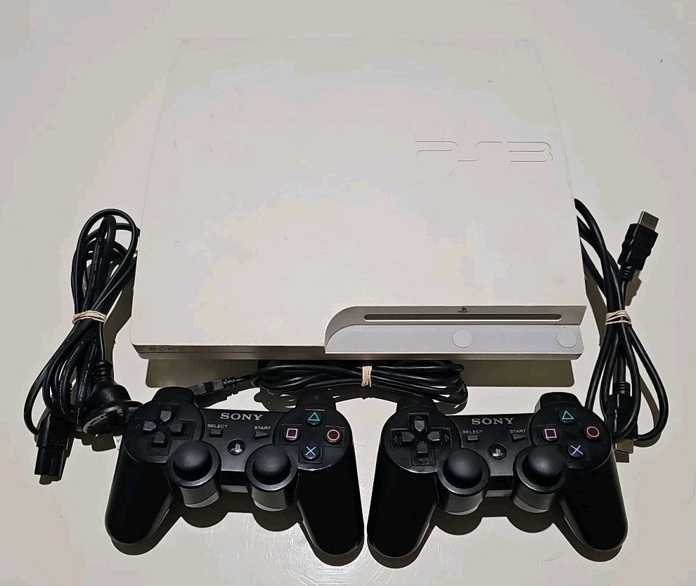 Sony PlayStation 3 Slim 160GB White Console Bundle | 2 Controllers | Retro Exchange