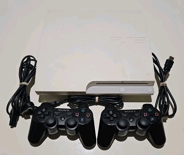 Sony PlayStation 3 Slim 160GB White Console Bundle | 2 Controllers | Retro Exchange