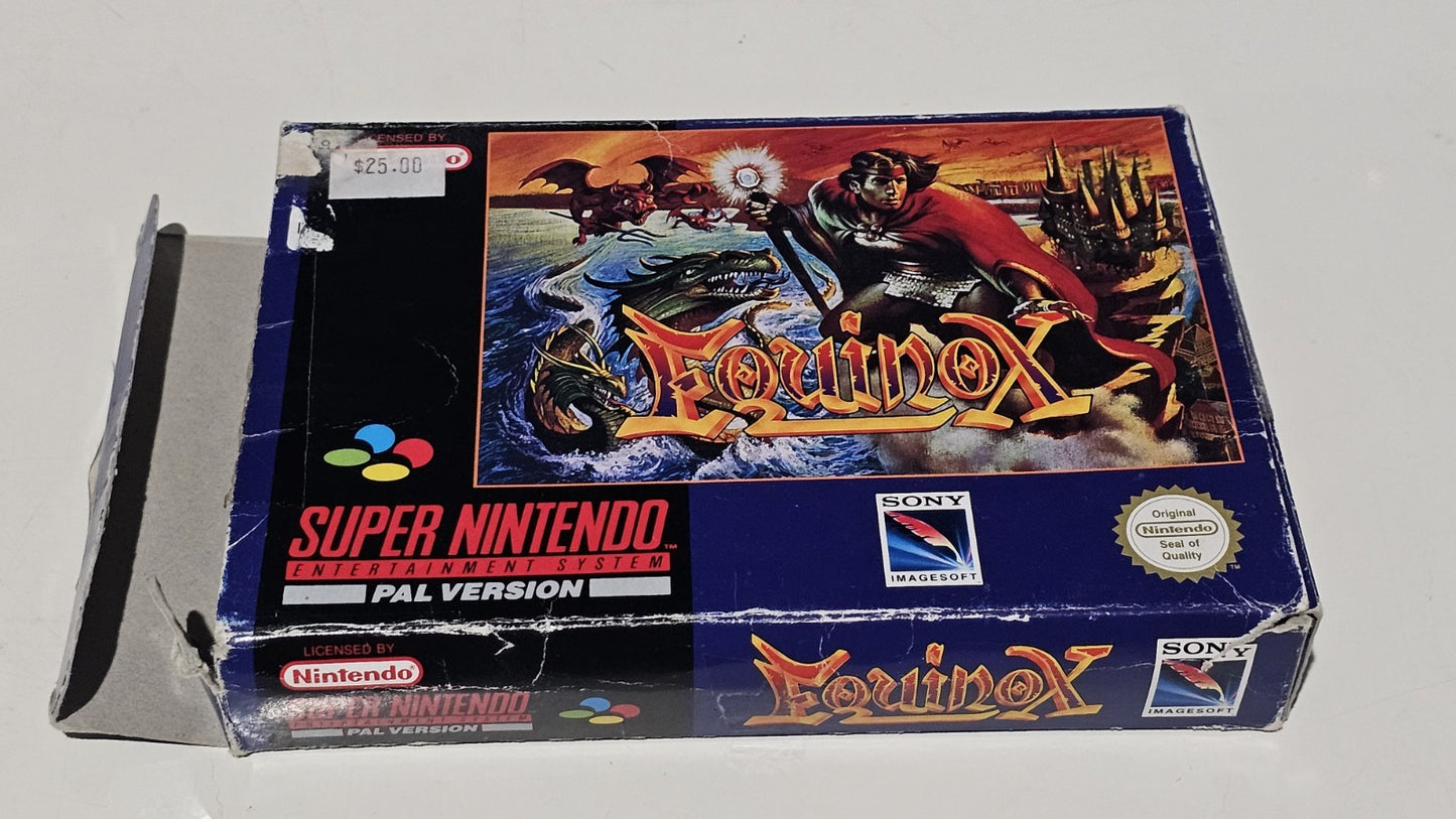 Equinox SNES PAL Complete In Box CIB Original Tray Super Nintendo Tested Working Game Retro Exchange Australia