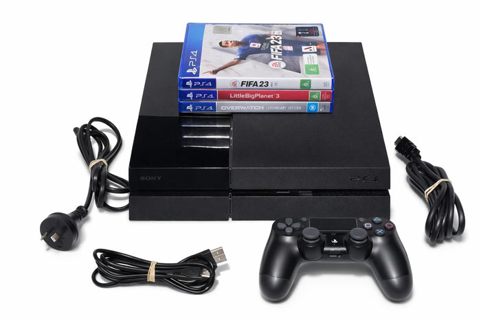 Sony PlayStation 4 PS4 Console – 500GB – Controller, Cables & 3 Games Bundle | Retro Exchange
