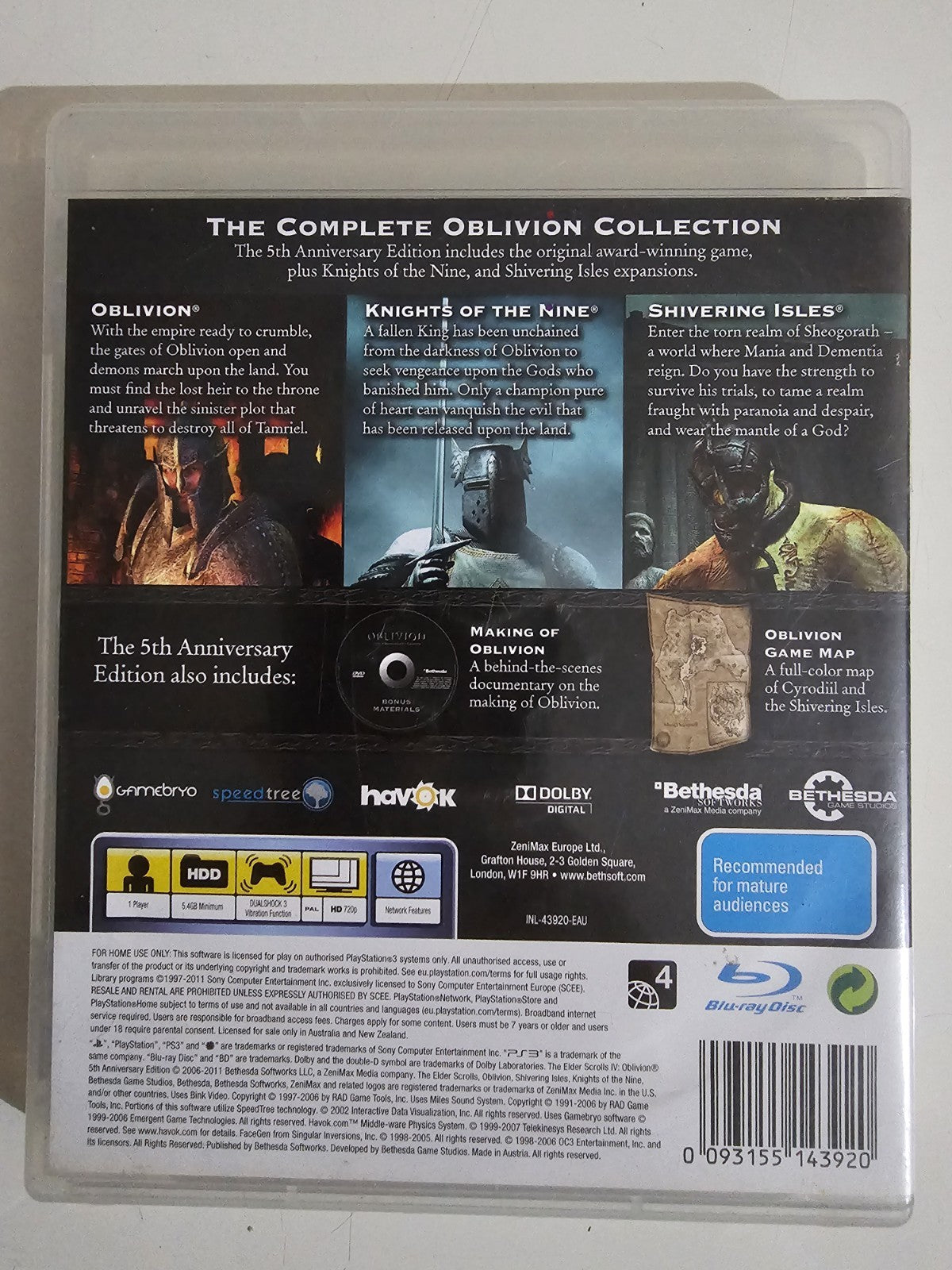PS3 The Elder Scrolls IV: Oblivion 5th Anniversary Edition PlayStation No Manual PlayStation 3 PS3 Game Retro Exchange
