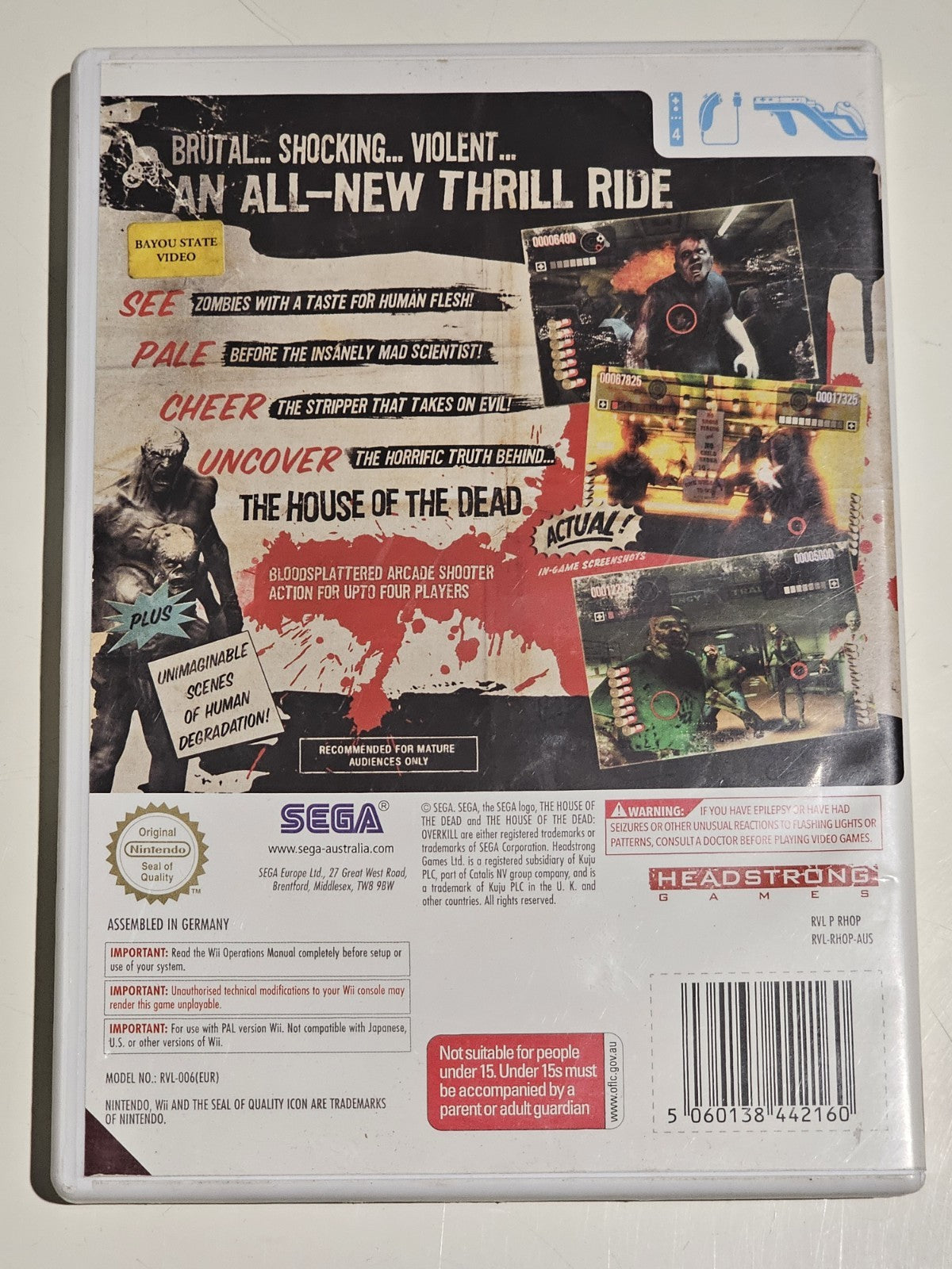 Nintendo Wii Game - The House of the Dead: Overkill - With Manual Retro Exchange Australia