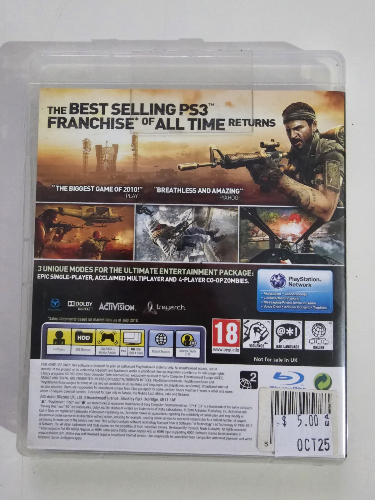 Call Of Duty Black Ops - PS3 PlayStation 3 With Manual PlayStation 3 PS3 Game Retro Exchange Australia