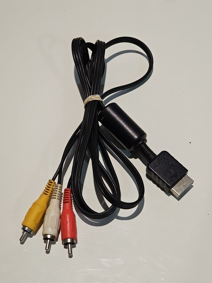 Display Cable For Playstation 1 + 2 + 3 Composite Connection Display Cable Black | Retro Exchange