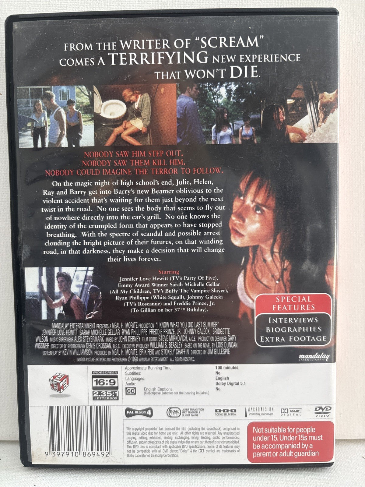 I Know What You Did Last Summer (DVD, 1997) Horror Region 4 DVD RetroExchange Australia