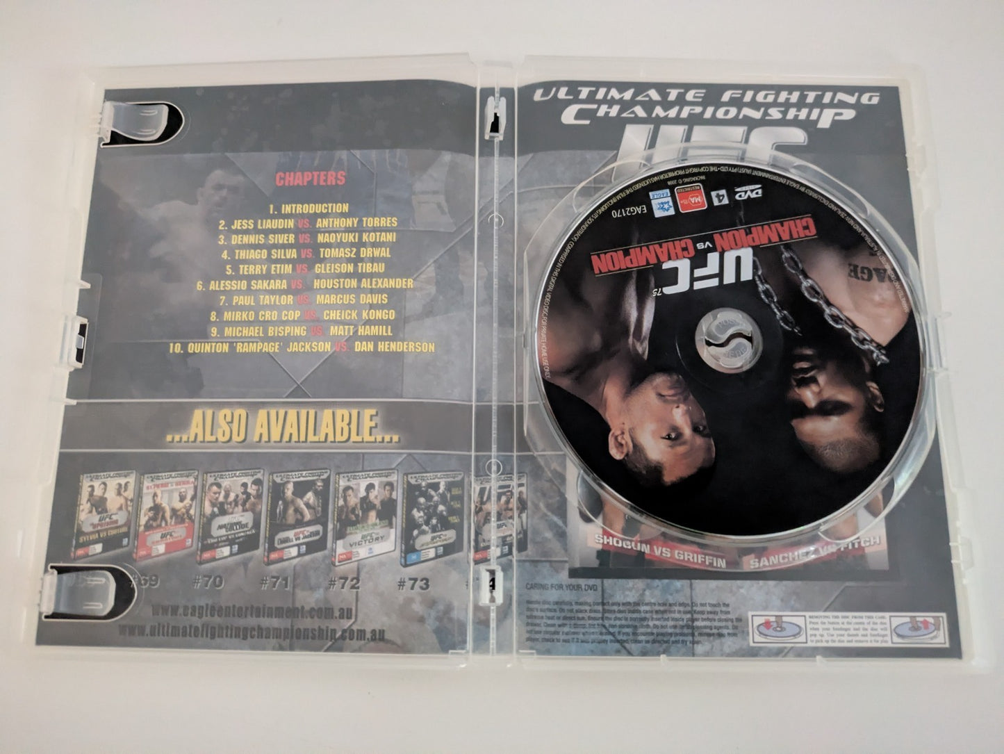UFC 75 Champion VS Champion DVD Retro Exchange Australia