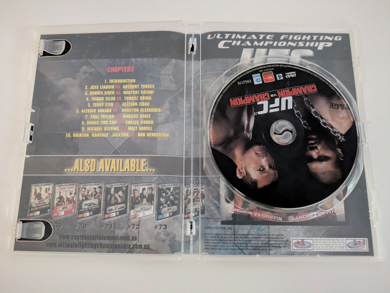 UFC 75 Champion VS Champion DVD Retro Exchange Australia