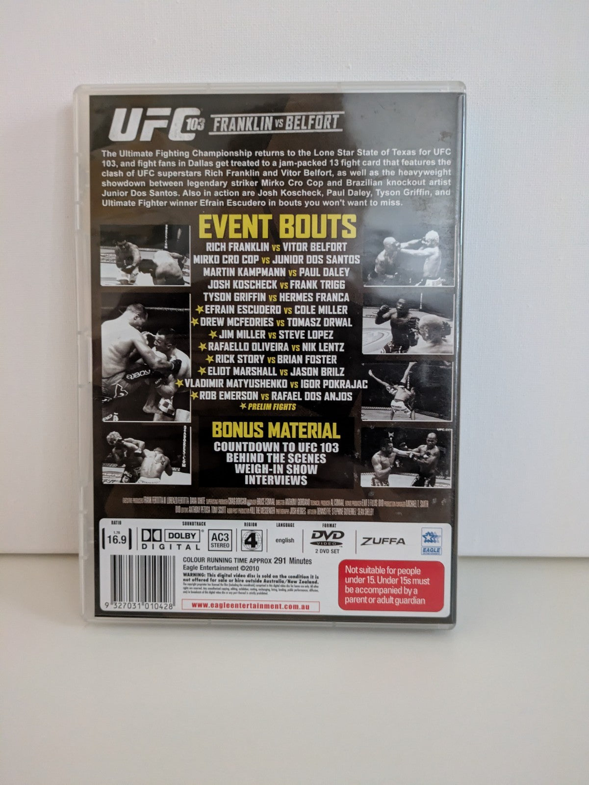 UFC 103 The Ultimate Fighting Championship Franklin vs Belfort DVD Retro Exchange Australia