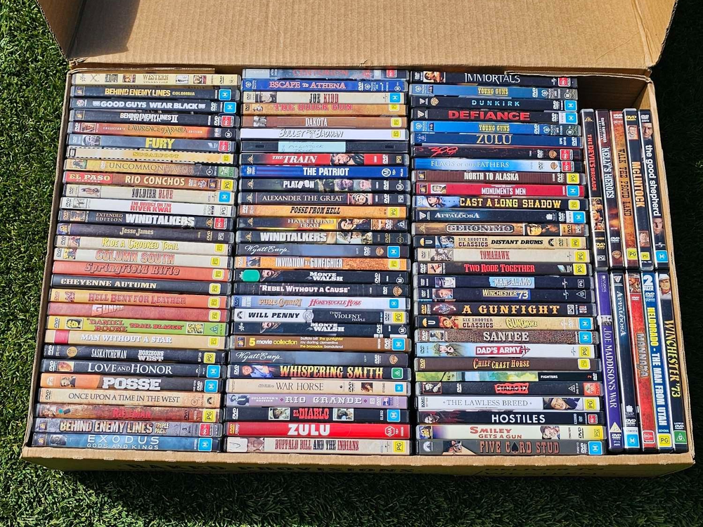 Western DVD Bulk Lot – 90-100 DVDs Per Box – Random Selection – Mixed Titles | Retro Exchange