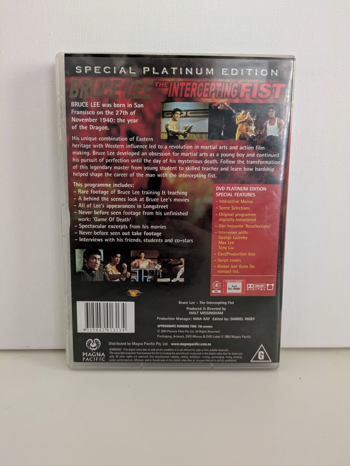 The Intercepting Fist, DVD, Bruce Lee, VGC, 2 Disc Set, Region 4 Retro Exchange Australia