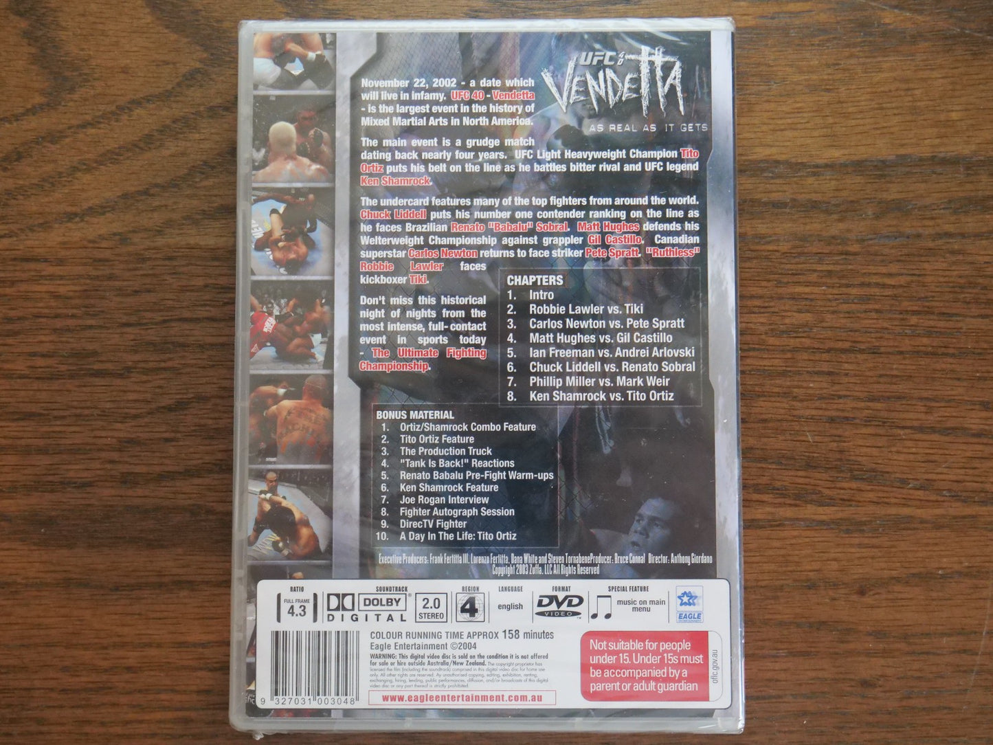 UFC 40 - Vendetta (MMA / Ken Shamrock vs Tito Ortiz) DVD Region 4 - Sealed Retro Exchange Australia