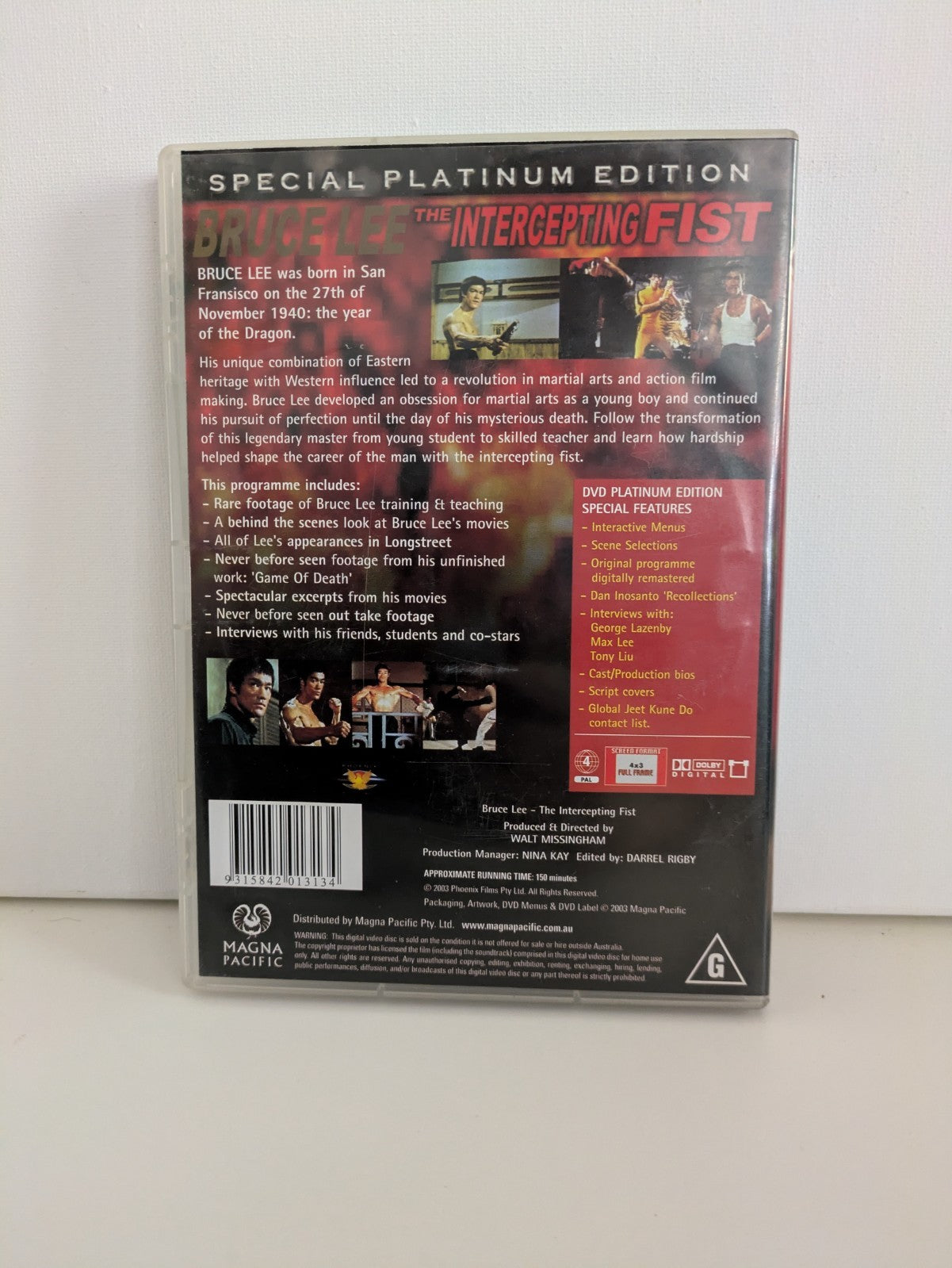 The Intercepting Fist, DVD, Bruce Lee, VGC, 2 Disc Set, Region 4 Retro Exchange Australia