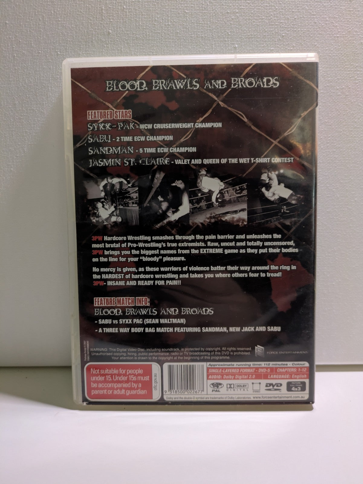 3PW Blood Brawls and Broads DVD Hardcore Wrestling Reg 4 2006 Retro Exchange Australia