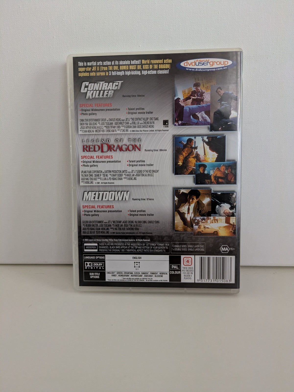 Jet Li Contract Killer/ Legend Of The Red Dragon/ Meltdown DVD Retro Exchange Australia