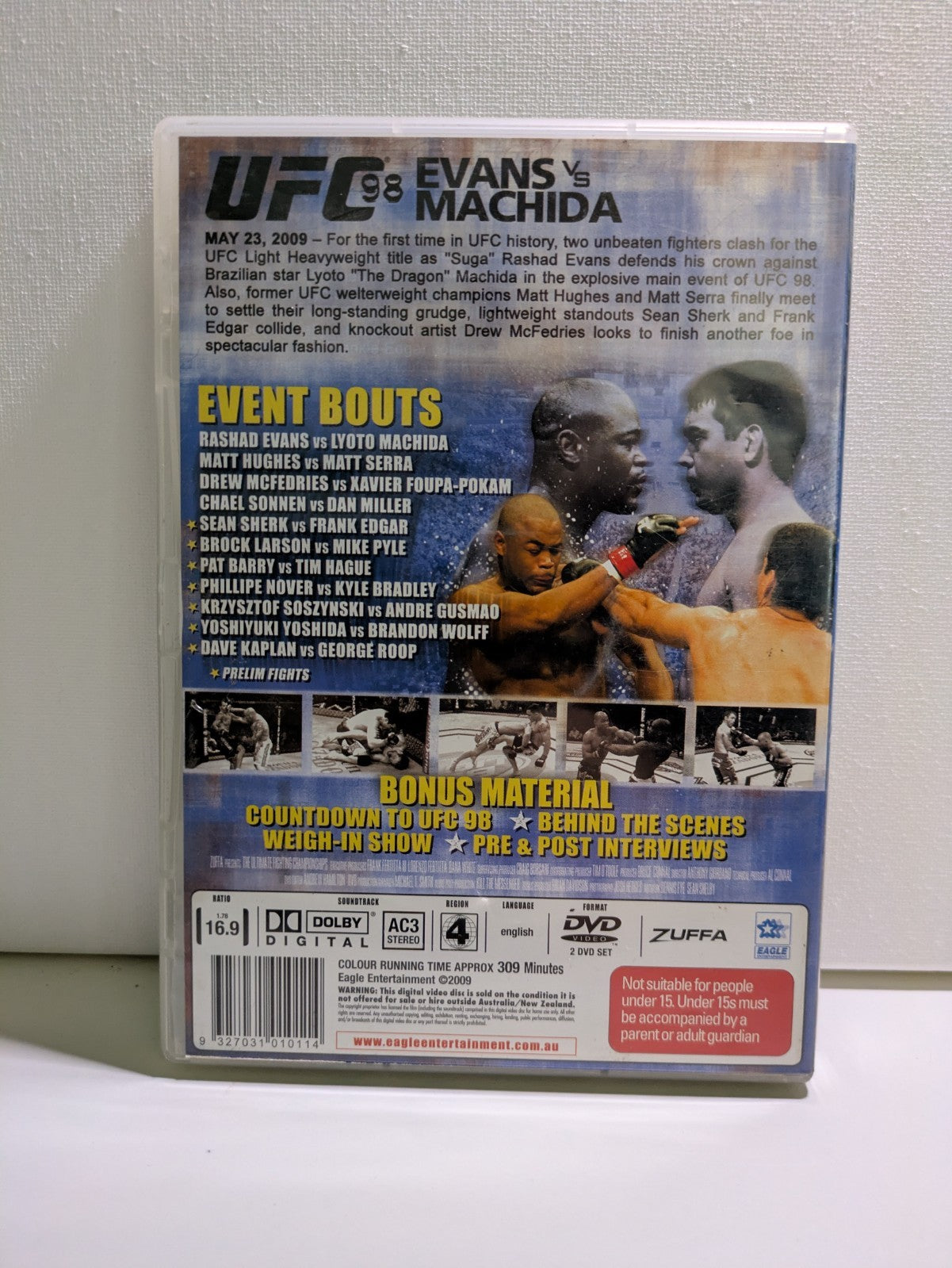 UFC 98 Evans Vs Machida DVD 2009 Region 4 Retro Exchange Australia