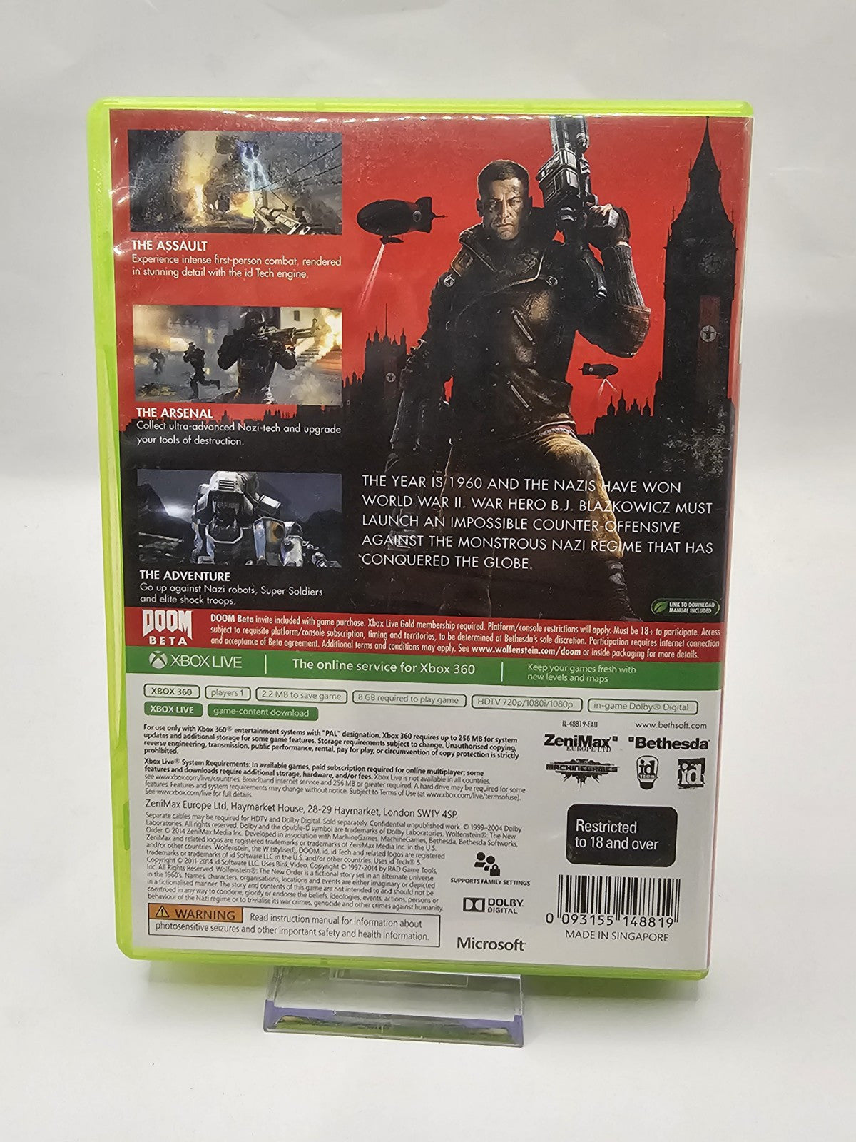Wolfenstein The New Order Xbox 360 GC PAL Game Retro Exchange Australia