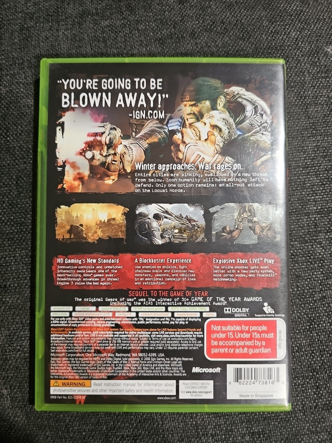 Gears Of War 2 (Microsoft Xbox 360) Complete With Manual - VGC Accessory Retro Exchange Australia